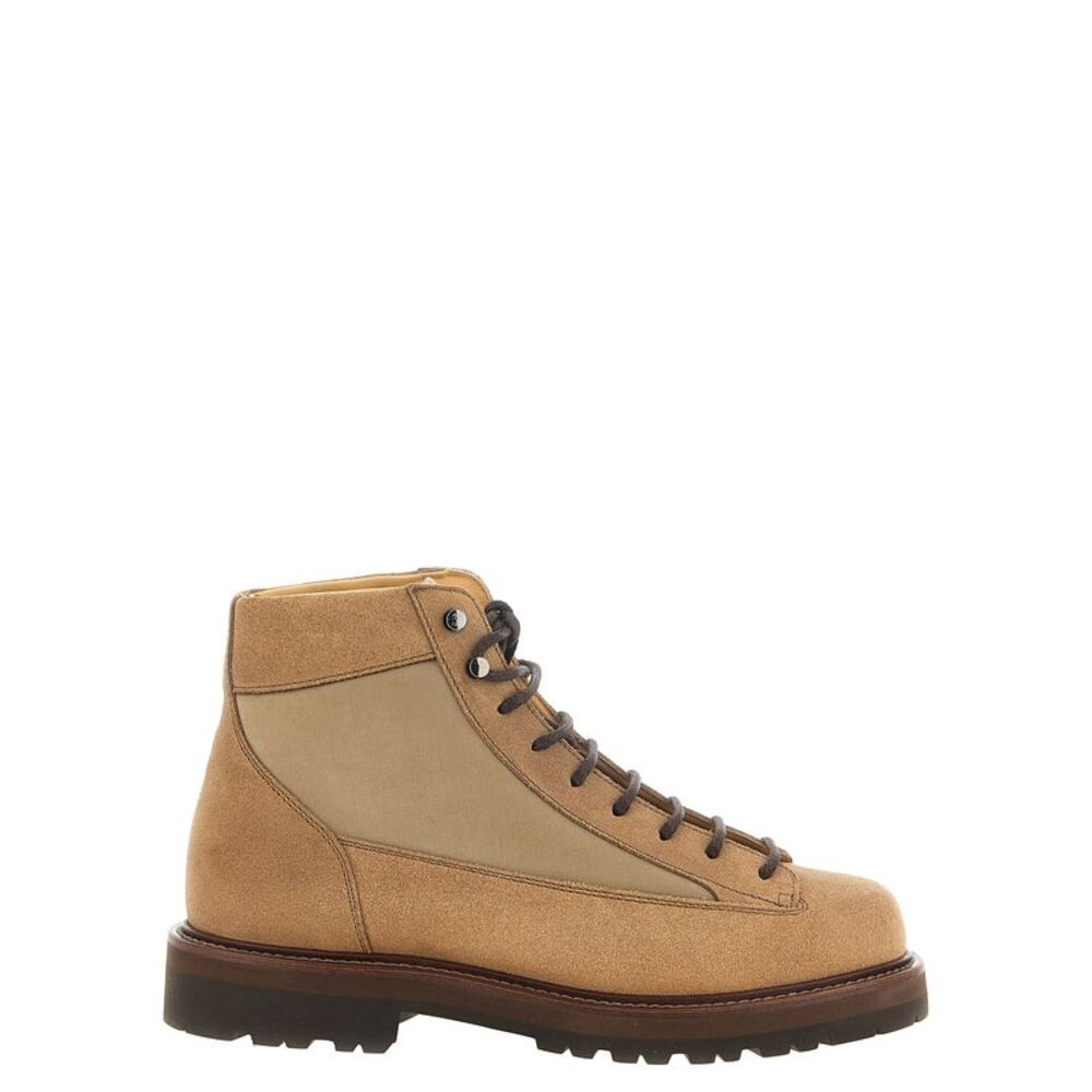 Brunello Cucinelli Beige Calfskin Ankle Men's Boots